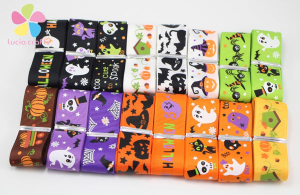 25mm Halloween Pattern Grosgrain Ribbon 12yards/lot
