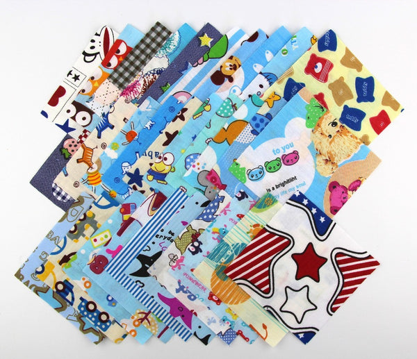 Bundle Of 30 100% Cotton 4” x 4” Fabric – Cartoons Collection