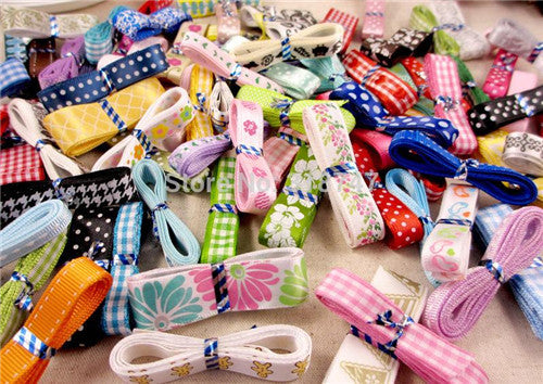 Grosgrain and satin Ribbon mixed Style/size randomly 12y/lot (1y/style)
