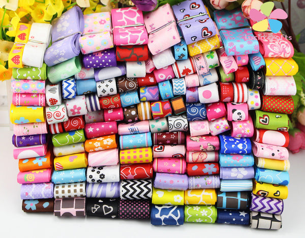 Grosgrain and satin Ribbon mixed Style/size randomly 12y/lot (1y/style)