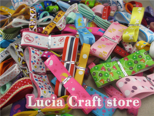 Grosgrain and satin Ribbon mixed Style/size randomly 12y/lot (1y/style)