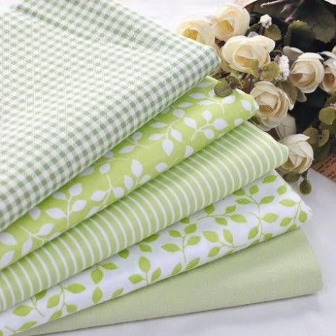 Bundle Of 5 100% Cotton Fat Quarters – Green Plaid Stripe Floral Collection