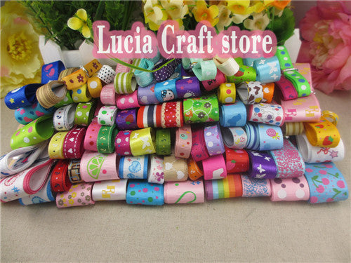 Grosgrain and satin Ribbon mixed Style/size randomly 12y/lot (1y/style)