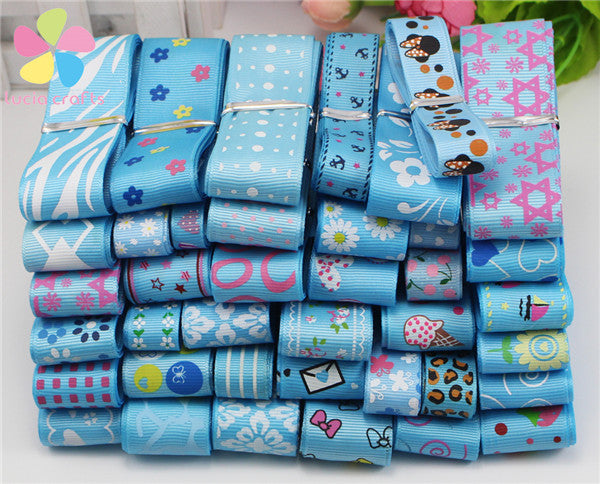 Grosgrain and satin Ribbon mixed Style/size randomly 12y/lot (1y/style)