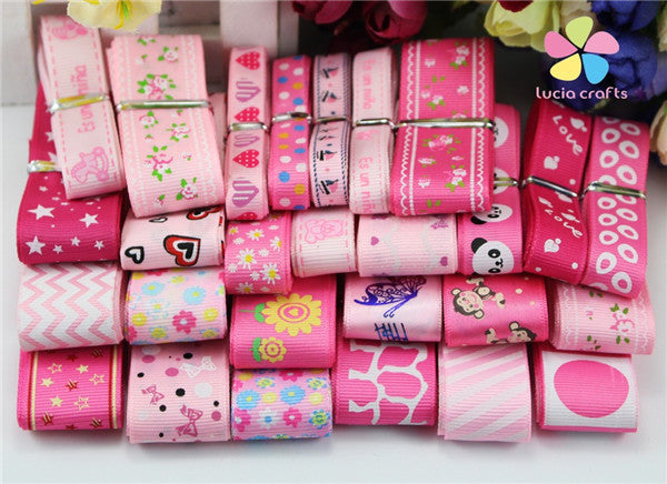 Grosgrain and satin Ribbon mixed Style/size randomly 12y/lot (1y/style)