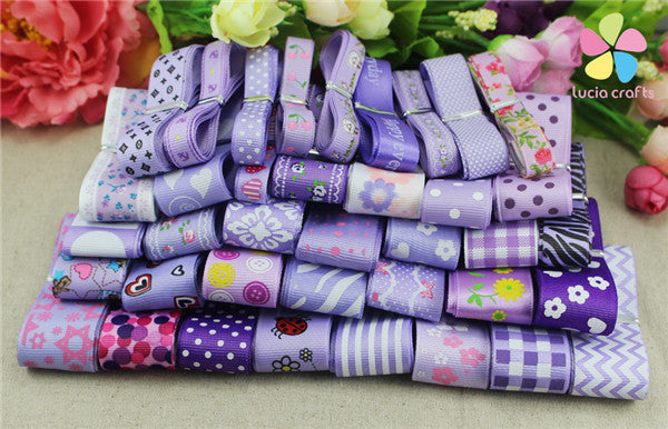 Grosgrain and satin Ribbon mixed Style/size randomly 12y/lot (1y/style)
